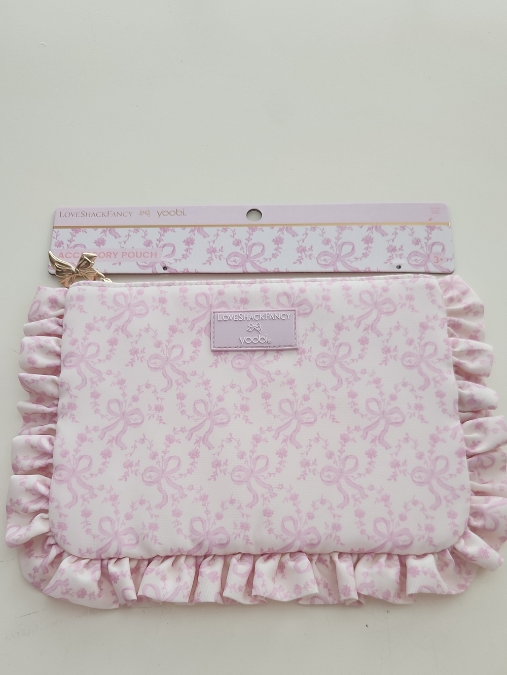 LoveShackFancy X Yoobi X Target Accessory Pouch Pink Coquette Bow New With Tag